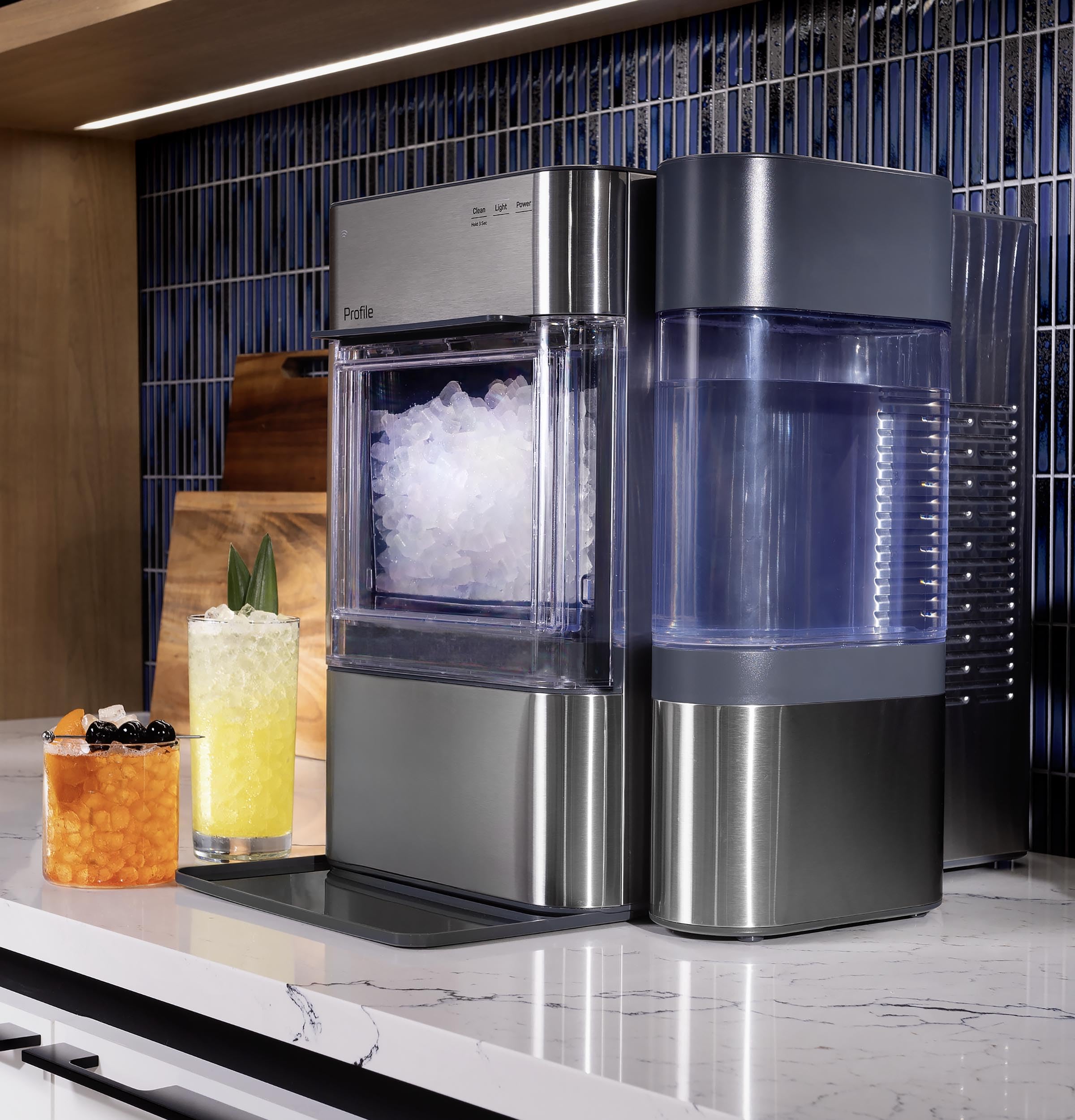 GE Profile Opal Ultra, Countertop Nugget Ice Maker, 1 Gal XL Side Tank, *Amazon Exclusive*, 38 lbs/Day, Pebble Pellet Crushed Ice Machine, WiFi Stainless Steel